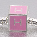 Pink letter H - fits European bead bracelets - Click Image to Close